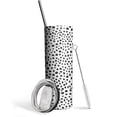 thumbnail image 1 of Black & White Dots Skinny Tumbler 20oz - Insulated Water Bottle- Insulated Travel Coffee Mug, 1 of 5