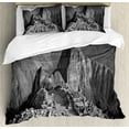 thumbnail image 1 of Black and White Duvet Cover Set, Aerial View of Peru Village Architectural Landmark Buildings Day Time, Decorative 3 Piece Bedding Set with 2 Pillow Shams, Queen Size, Black and White, by Ambesonne, 1 of 2