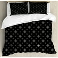 thumbnail image 1 of Black and White Duvet Cover Set King Size, Small Diamond Shapes Forming Rhombus Pattern Minimalist Geometric Art, Decorative 3 Piece Bedding Set with 2 Pillow Shams, Black White, by Ambesonne, 1 of 3