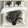 thumbnail image 1 of Black and White Duvet Cover Set, Lonely Tree in Field with Many Leafless Branches Countryside Vintage, Decorative 3 Piece Bedding Set with 2 Pillow Shams, King Size, Ivory Dark Grey, by Ambesonne, 1 of 3