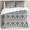 thumbnail image 1 of Black White Duvet Cover Set, Prehistoric Art Pattern with Eagle Mystic Culture Folk, Decorative 3 Piece Bedding Set with 2 Pillow Shams, Queen Size, Black White, by Ambesonne, 1 of 3