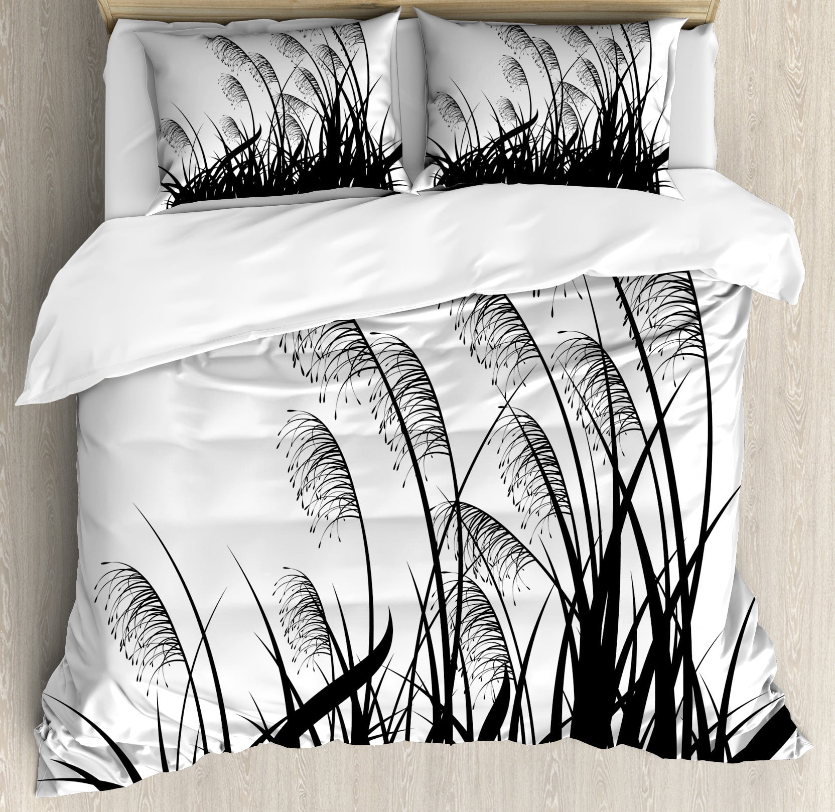 Queen Black and White Microfiber Duvet Cover Set