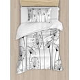 thumbnail image 1 of Black and White Duvet Cover Set Twin Size, Meadow Flowers with Stylized Abstract Dandelions in Countryside Artwork, Decorative 2 Piece Bedding Set with 1 Pillow Sham, Black White, by Ambesonne, 1 of 3
