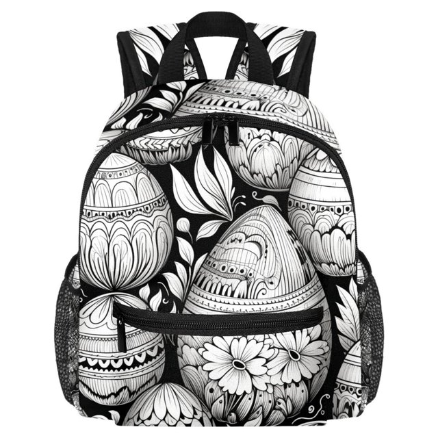Black and White Easter Printed Lightweight Laptop Backpack with