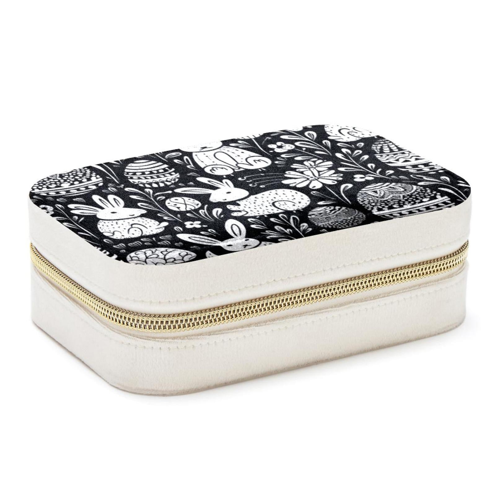 Black White Easter Velvet Portable Travel Organizer Box with Removable ...