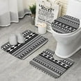 thumbnail image 1 of Black White Ethnic Pattern Bathroom Rugs Sets 3 Piece,Toilet Cover Set,Absorbent Non Slip Bathroom Mats Sets with U-Shaped Contour Rug Toilet Rug Set, 1 of 5