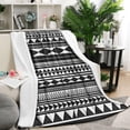 thumbnail image 1 of Black White Ethnic Pattern Blanket,Comfortable Soft Lamb Wool Throw Blanket,All Season,Warm Lightweight Blankets for Sofa Bed Couch Living Room Chair,50"x60", 1 of 4