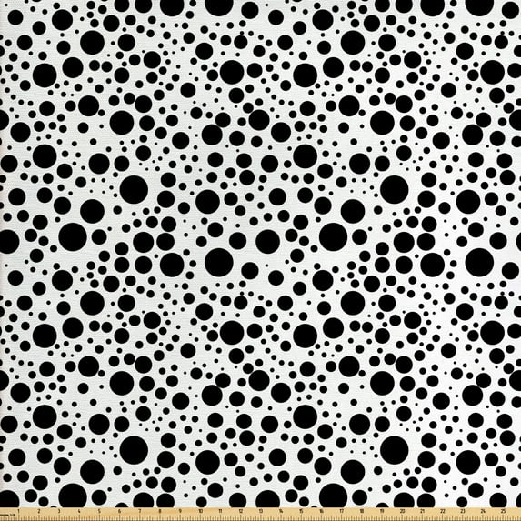 Ambesonne Black and White Fabric by the Yard Upholstery, Big Small Dots, 2 Yards, Black White