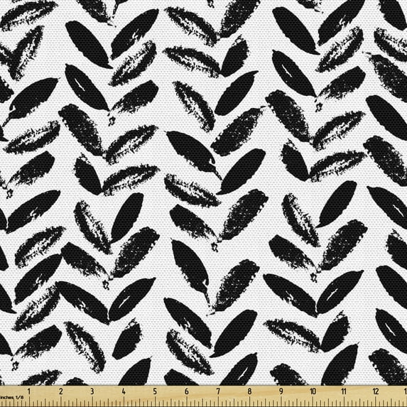 Ambesonne Black and White Fabric by the Yard Upholstery, Paint Motif, 1 Yard, Black White
