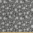 thumbnail image 1 of Ambesonne Black and White Fabric by the Yard Upholstery, Paisley Art, 5 Yards, Black White, 1 of 4