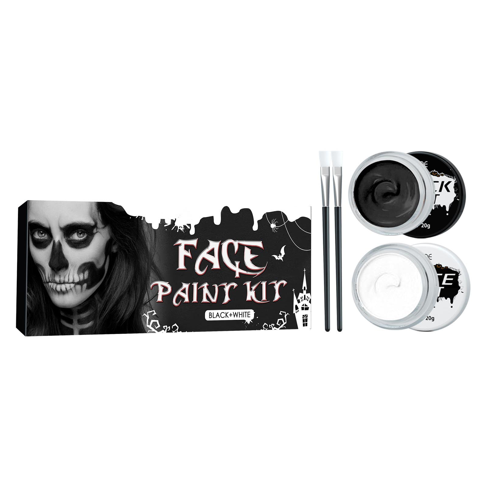 Black White Face Body Paint Safe Non Toxic Face Paint Suit for Adult