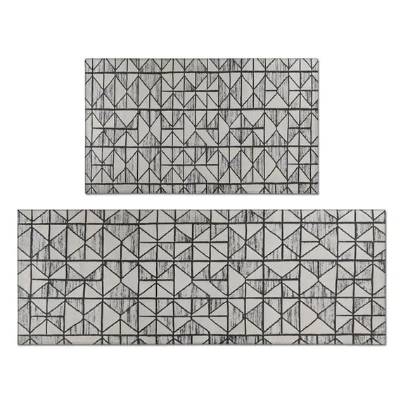 Black & White Farmhouse Moroccan Throw Rug - Non-Slip, Soft Low-Pile, Washable, Perfect Kitchen Rug with Rubber Backing for Entry and Front Doors