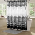 thumbnail image 1 of Black and White Farmhouse Shower Curtain Set with Hooks Black Moroccan Shower Curtain for Bathroom Antique Floral Elegant Paisley Shower Curtain Boho Bath Curtain Water Repellent Washable 72x72 Inch, 1 of 6