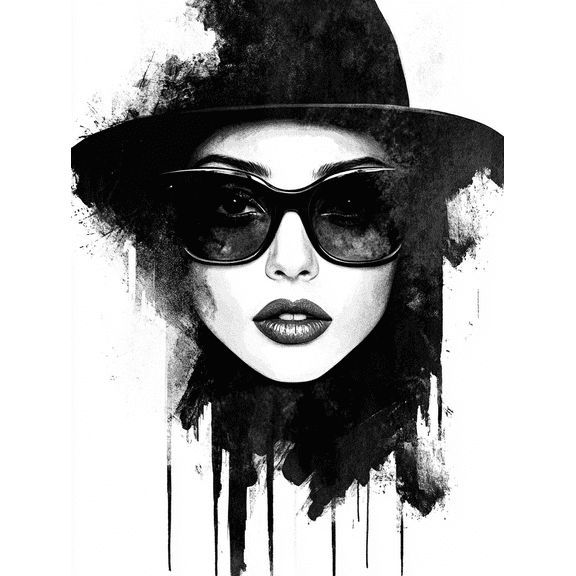 Black and White Fashion Portrait Decoration Painting/Canvas Art Perfect for Living Room Bedroom Office Hotel Restaurant Studio and Gallery Walls.