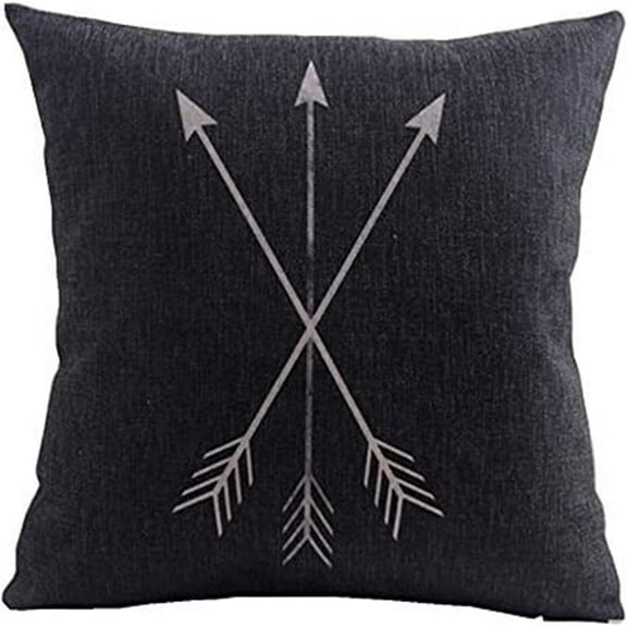 Black and White Feather Retro Magic Boho Arrow Pattern 16x16 Inch Linen Bohemian Geometric Square Throw Pillow Case Decorative Cushion Slipcover Home Decor Sofa Accent Pillowcase Slip Cover