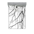 thumbnail image 1 of Black White Fitted Sheet & Pillow Sham Set, Macro Leafless Winter Tree Branches Idyllic Twigs of Oak Nature Print, Decorative Printed 6 Piece Bedding Decor Set, Queen, Black White, by Ambesonne, 1 of 3