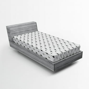 Ambesonne Black & White Fitted Sheet, Twin √¢¬Ä¬ì Thunderbolts Zig Zag Pattern