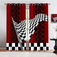 thumbnail image 1 of Black And White Flag Checkered Curtains For Living Room, Tire Mark Black Red Blackout Curtains For Bedroom, Thermal Curtains For Summer Heat 53"W x 63"L (Pack of 2), 1 of 6