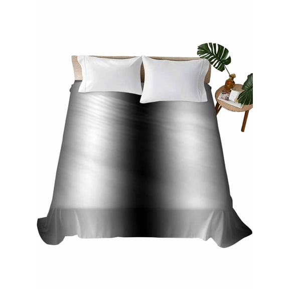 Black White Flat Sheet Only Twin Size, Soft Breathable Bed Top Sheets for Mattress, Gradient Gray Monochrome Minimalist Stripe Luxury Bedding Flat Sheets for Home Hotel Bedroom Bed Protection