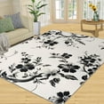 thumbnail image 1 of Black White Floral Area Rug Vintage Flower Pattern Bedroom Rug, Rustic Floral Living Room Rug, Indoor Non-Slip Rugs For Front Entrance Floor Decor 2x3ft, 1 of 6