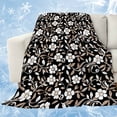thumbnail image 1 of Black White Floral Cooling Blanket,Lightweight Breathable Summer Throw Blanket with Double Sided Cold Effect,Farmhouse Vintage Botanical Leaves Picnic Blankets Bed Sheet for Hot Sleepers 50"x60", 1 of 8