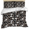 thumbnail image 1 of Black White Floral Duvet Cover Set, Farmhouse Vintage Botanical Leaves Soft Duvet Cover California King Bedding Set 4 Pieces, 1 Quiltcover and 2 Pillowcases with Zipper, 1 Bed Sheet for All Seasons, 1 of 9