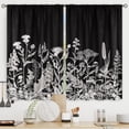 thumbnail image 1 of Black White Floral Kitchen Curtains Pencil Sketch Plants Rod Pocket Farmhouse Botanical Wildflower Leaves Natural Rustic Vintage Bedroom Living Room Treatment Fabric 2 Panels 27.5Wx39H Inch, 1 of 6
