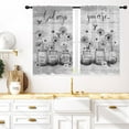 thumbnail image 1 of Black and White Floral Kitchen Window Curtains 27.5 x 39 Inch Small Short Mini Cafe Rod Pocket Farmhouse Rustic Country Daisy Living Bedroom Home Treatment Set of 2 Curtain Panels Drapes Tiers, 1 of 6