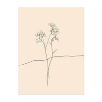 Black and White Floral Line Drawing - Line Drawing Line Art Minimalist Floral Botanical Modern Art Abstract Nature Unframed Wall Art Print 5 x 7 inches