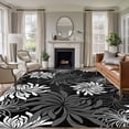 thumbnail image 1 of Black White Floral Washable Living Room Rugs 5'x8', Vintage White Black Flower Low Pile Throw Large Area Rug Non-Slip Sturdy Edge Binding Carpet for Living Room Kitchen Office, 1 of 9