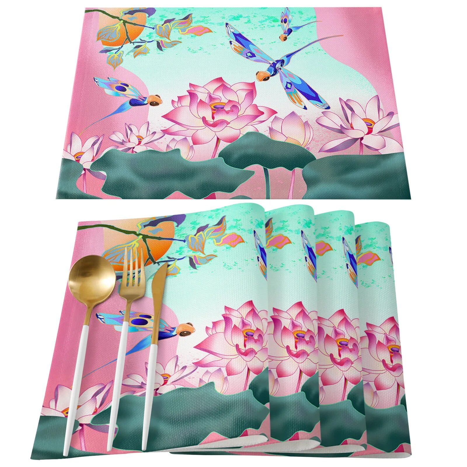 Black White Flower Abstract Kitchen Dining Table r Accessories Placemat