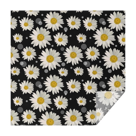 Black White Flower Pattern Square Tablecloth,Waterproof Square Table Cover,Wipeable Spillproof Washable Table Cover for Home Kitchen Party Decor 42"X42"(107x107cm)