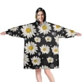 thumbnail image 1 of Black White Flower Pattern Wearable Oversized Blanket,Wearable Blanket Hoodie for Adults,Cozy Hooded Blankets with Super Pockets,Super Warm Fuzzy Pullover for Women & Men, 1 of 6