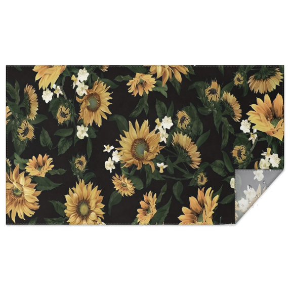 Black White Flower Sunflower Pattern Rectangle Tablecloth 60"x102",Waterproof Polyester Rectangle Table Cloth, Wipeable Spillproof Polyester Tablecloth for Dining, Camping, Indoor and Outdoor
