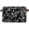 thumbnail image 1 of Black and White Flowers Cherry Storage Basket, Durable Canvas Organizer With Handles Large Collapsible Storage Bins Boxes for Home Office - 2 Pack Home Decor, 1 of 7