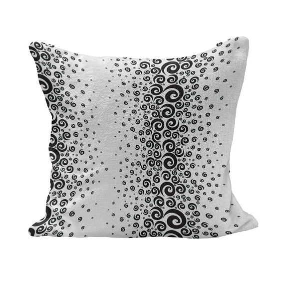 Black and White Fluffy Throw Pillow Cushion Cover, Abstract Design Art Style Graphic Ornamental Twirled Circular Pattern, Rectangle Accent Pillow Case, 26" x 16", Black and White, by Ambesonne