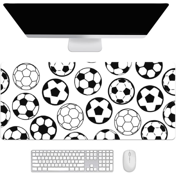 Black and White Football Desk Mat, Desk Accessory, Cute Workspace, Trendy Workspace, Trendy, 35.4x15.7in Large Gaming Mouse Pad, Cute Desk Topper, Pretty Desk Pad