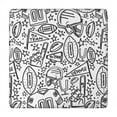 thumbnail image 1 of Black White Football Elements Pattern Square Fitted Tablecloth with Elastic Edge,Square Table Cover,Washable Elastic Table Cover for Home Kitchen Party Decor 34"x34", 1 of 6