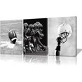 thumbnail image 1 of Black and White Football Wall Art Modern Sports Theme 3 Pieces Football Game Canvas Wall Art Decor for Living Room, Bedroom, Office Framed Ready to Hang, 1 of 6