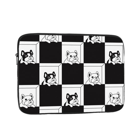 Black & White French Bulldog Portable Laptop Sleeve Compatible with MacBook Air Notebook Computer Case for Men Women College School Students
