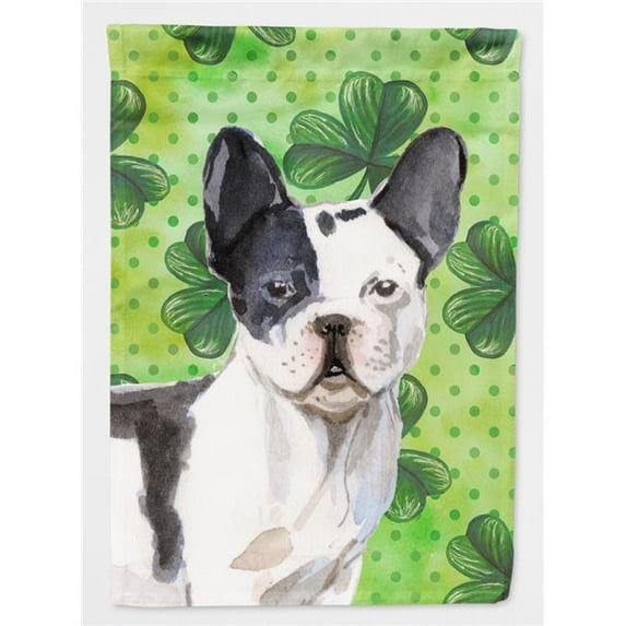 Black White French Bulldog St. Patricks Garden Flag