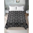 thumbnail image 1 of Black and White Full Size Flat Sheet, Wrinkleproof & Fadeproof Cooling Flat Bed Sheet Only, Modern Moroccan Geometric Abstract Art Breathable Soft Bedding Top Sheets 81 x 96 Inches, 1 of 8