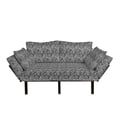 thumbnail image 1 of Black and White Futon Couch, Little Spring Blossoms and Swirled Leaves Botanical Retro Pattern, Daybed with Metal Frame Upholstered Sofa for Living Dorm, Loveseat, Black and White, by Ambesonne, 1 of 4
