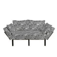 thumbnail image 1 of Black and White Futon Couch, Monochrome Stripes Squares Checkered Grid and Barcode Pattern Illustration, Daybed with Metal Frame Upholstered Sofa for Living Dorm, Loveseat, Black White, by Ambesonne, 1 of 4