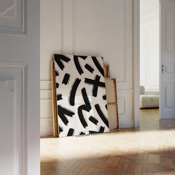 Black White Gallery Wall Art Print, Minimal Abstract Art And Modern ...