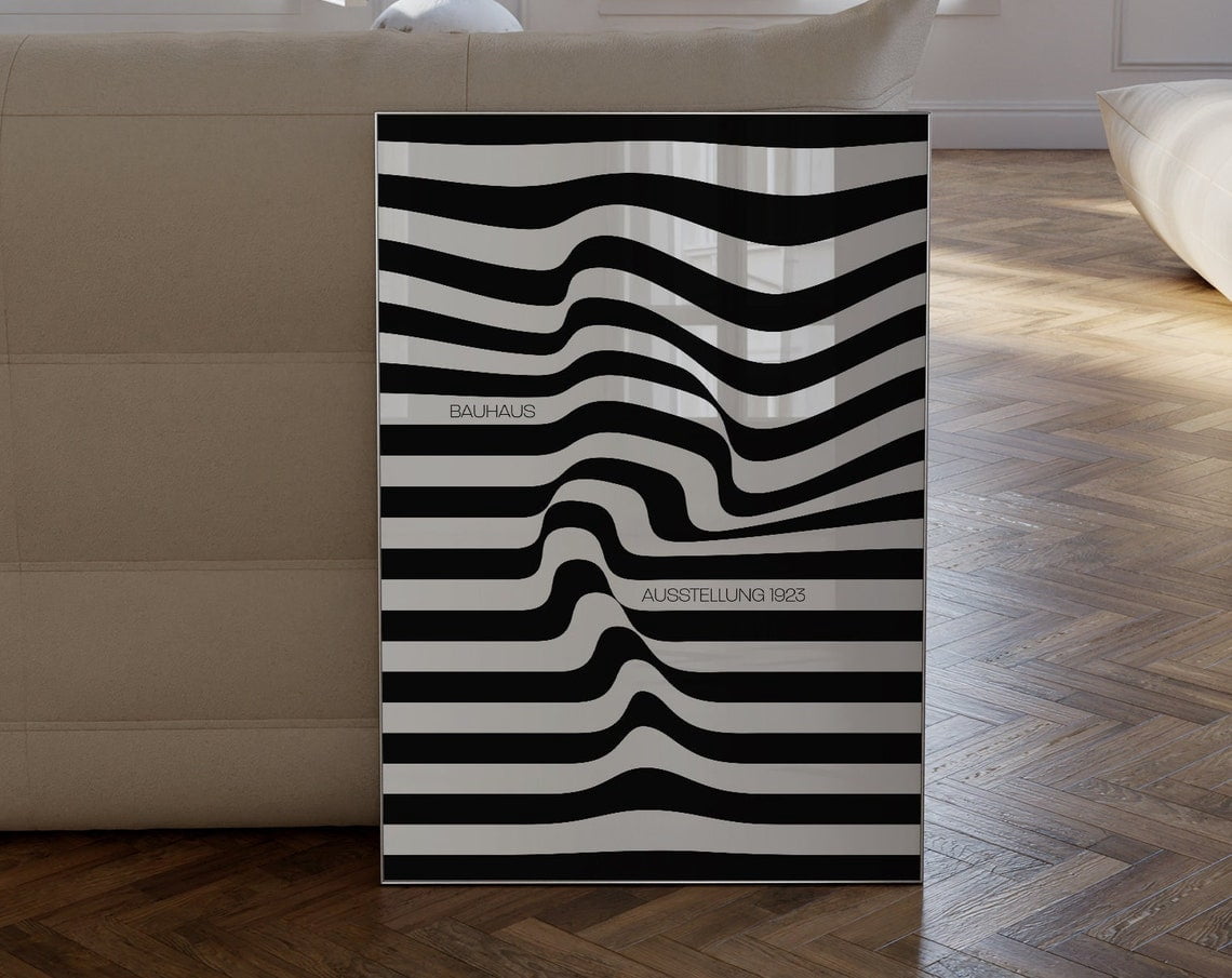 Black And White Geometric Art Print, Mid Century Modern Printable Wall ...