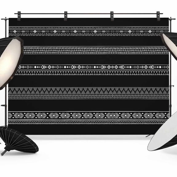 Black White Geometric Backdrop for Photography,Fabric Photo Background Backdrop,Modern Striped Plaid Abstract Art Photo Booth Background for Portrait Photoshoot Video Wedding Decoration Banner 10x8ft