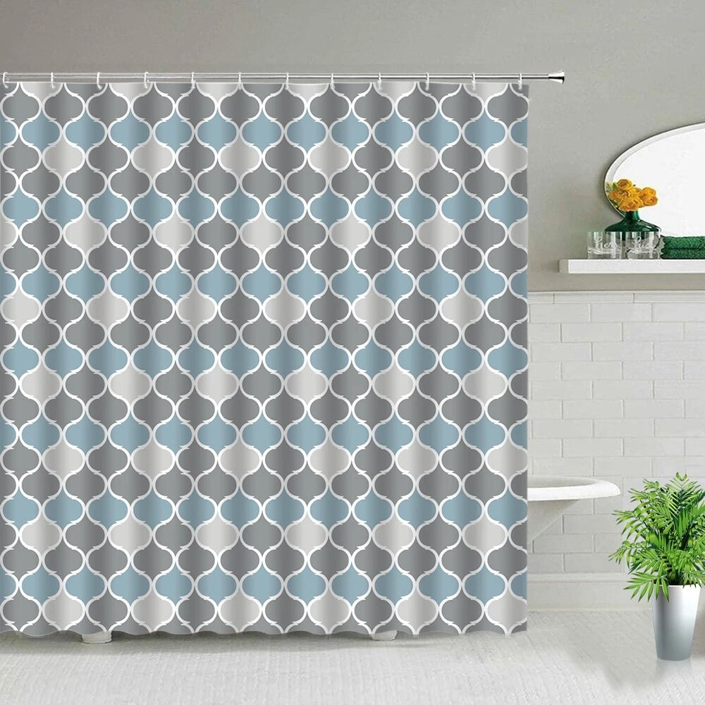 Black White Geometric Bathroom Shower Curtains Bohemian Stripe Print ...
