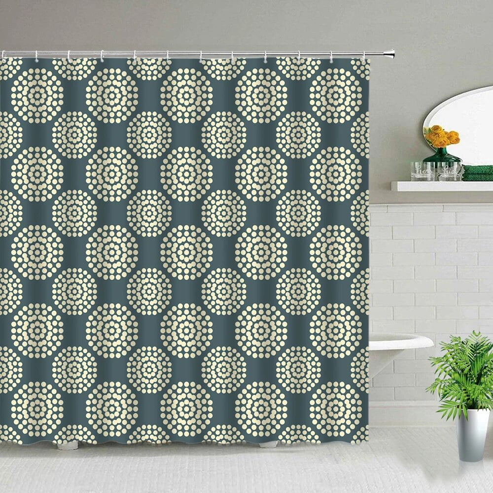 Black White Geometric Bathroom Shower Curtains Bohemian Stripe Print ...