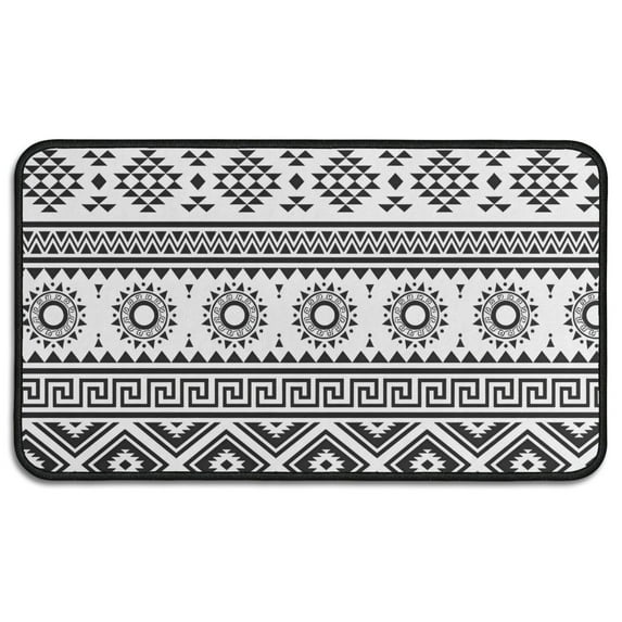 Black and White Geometric Boho Pattern Door Rugs,Washable Non Slip Door Mats Indoor,Decorative Door Mats,Entry Mat Indoor for Entrance,Bedroom,Kitchen,Bathroom,30"x17"